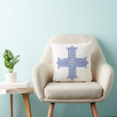 Premium Lapis Blauwe Koptische Kruiskunst Kussen (Stoel)