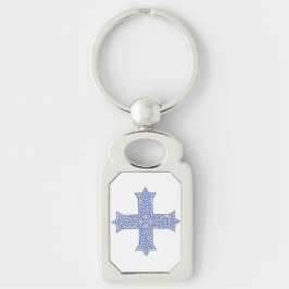 Premium Lapis Blauwe Koptische Kruiskunst Sleutelhanger