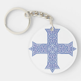 Premium Lapis Blauwe Koptische Kruiskunst Sleutelhanger