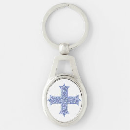 Premium Lapis Blauwe Koptische Kruiskunst Sleutelhanger