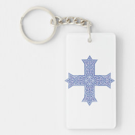 Premium Lapis Blauwe Koptische Kruiskunst Sleutelhanger