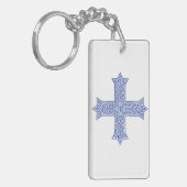 Premium Lapis Blauwe Koptische Kruiskunst Sleutelhanger (Voorkant Links)