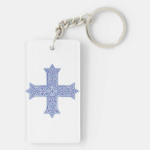 Premium Lapis Blauwe Koptische Kruiskunst Sleutelhanger (achterkant)