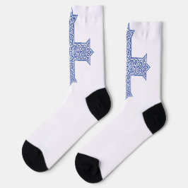 Premium Lapis Blauwe Koptische Kruiskunst Sokken