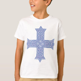 Premium Lapis Blauwe Koptische Kruiskunst T-shirt