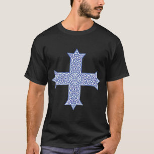 Premium Lapis Blauwe Koptische Kruiskunst T-shirt
