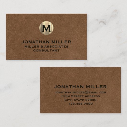 Premium leder Gold-monogram Visitekaartje (Voorkant / Achterkant)