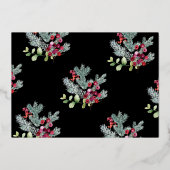 Premium - Lijst voor onyx kerstmis met botanische  Folie Feestdagenkaart (Achterkant)