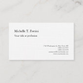 Premium Linen Black White Plain minimalistisch Visitekaartje (Voorkant)