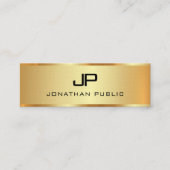 Premium Linen Faux Gold Sjabloon Monogram Initiaal Mini Visitekaartje (Voorkant)