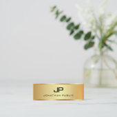 Premium Linen Faux Gold Sjabloon Monogram Initiaal Mini Visitekaartje (Staand voorkant)