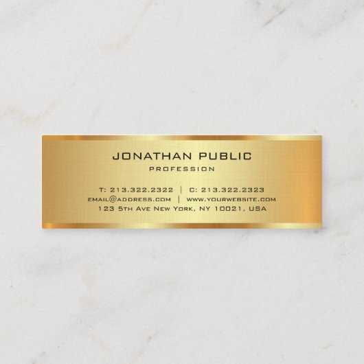 Premium Linen Faux Gold Sjabloon Monogram Initiaal Mini Visitekaartje (Achterkant)