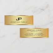 Premium Linen Faux Gold Sjabloon Monogram Initiaal Mini Visitekaartje (Voorkant / Achterkant)