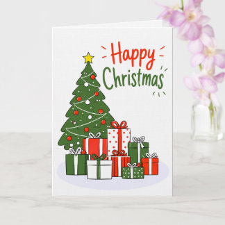 Premium Linen Gelukkig Kerstkaart Kaart