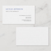 Premium Linen Modern Elegant Eenvoudig Blauw Wit Visitekaartje (Voorkant / Achterkant)