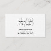 Premium Linen Modern Gray Monogram White Visitekaartje (Voorkant)