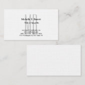 Premium Linen Modern Gray Monogram White Visitekaartje (Voorkant / Achterkant)