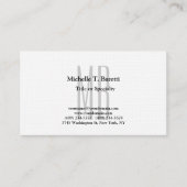 Premium Linen Modern Gray Monogram White Visitekaartje (Voorkant)