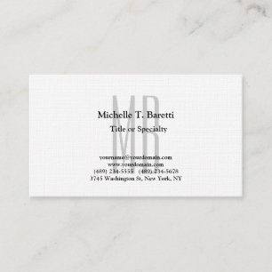 Premium Linen Modern Gray Monogram White Visitekaartje