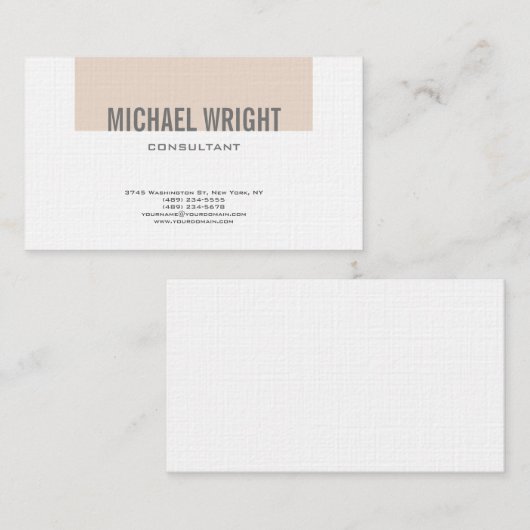 Premium Linen Modern Plain Simple Minimalist Visitekaartje (Voorkant / Achterkant)