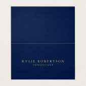 Premium Linnen Blauw Goud Professioneel Trendy Visitekaartje (Buitenkant ongevouwen)