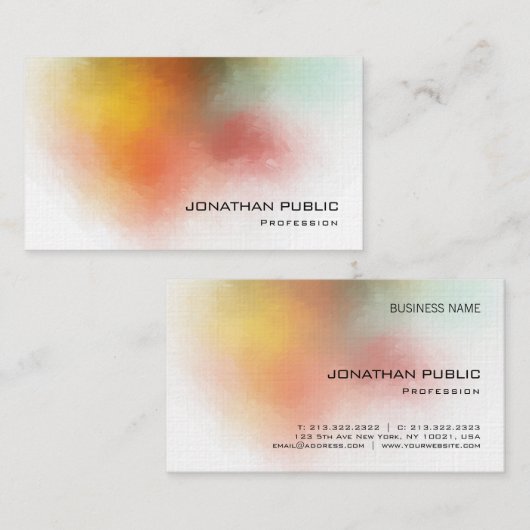Premium linnen elegant trendy modern kleurrijk visitekaartje (Voorkant / Achterkant)