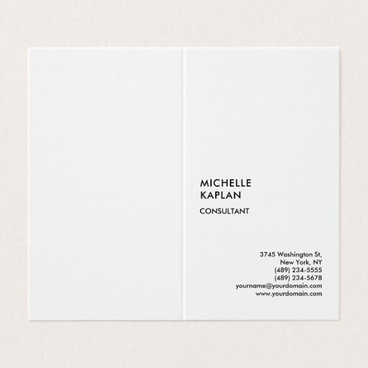 Premium Linnen Modern Professioneel Exclusief Visitekaartje (Buitenkant ongevouwen)