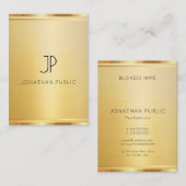 Premium Linnen Moderne Luxe Goud Look Verticaal Visitekaartje (Voorkant / Achterkant)