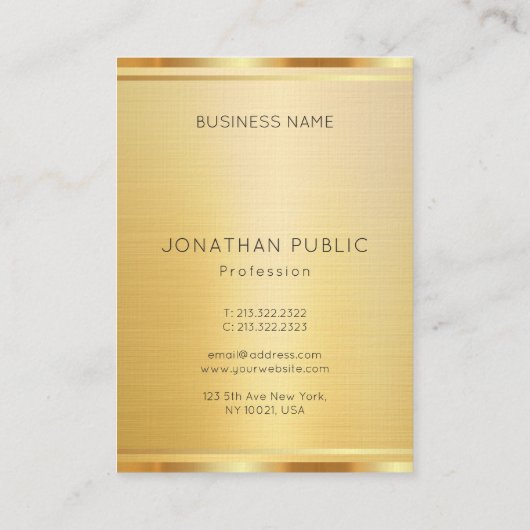 Premium Linnen Moderne Luxe Goud Look Verticaal Visitekaartje (Achterkant)