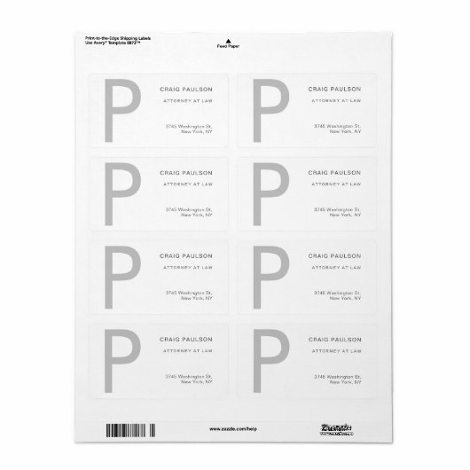 Premium Linnen Monogram Advocaat bij Modern Law Etiket (Full Sheet)