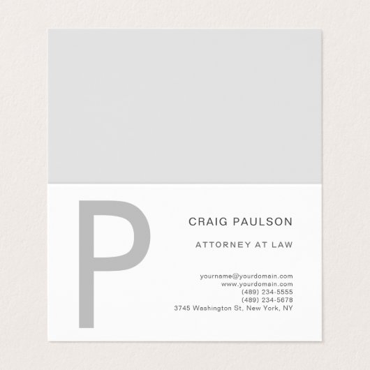 Premium Linnen Monogram Advocaat bij Modern Law Visitekaartje (Buitenkant ongevouwen)