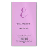 Premium Linnen Monogram Initiaal Orchidee & Lila Magnetisch Visitekaartje (Voorkant Verticaal)