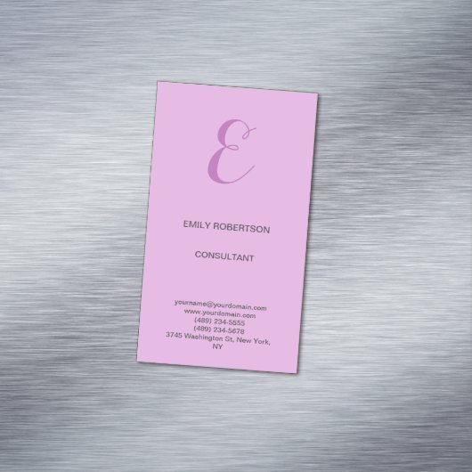 Premium Linnen Monogram Initiaal Orchidee & Lila Magnetisch Visitekaartje (Voorbeeld)