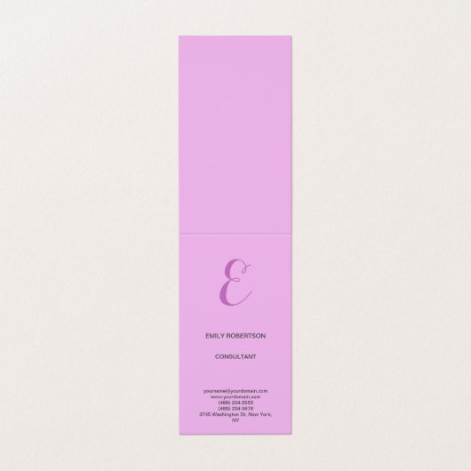 Premium Linnen Monogram Initiaal Orchidee & Lila Visitekaartje (Buitenkant ongevouwen)