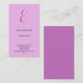 Premium Linnen Monogram Initiaal Orchidee & Lila Visitekaartje (Voorkant / Achterkant)