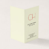 Premium Linnen Rood Trendy Modern Monogram Visitekaartje (Buitenkant)