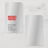 Premium linnen zilvergrijs minimalistisch modern r visitekaartje (Voorkant / Achterkant)