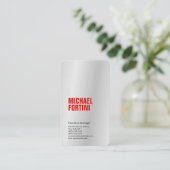 Premium linnen zilvergrijs minimalistisch modern r visitekaartje (Staand voorkant)