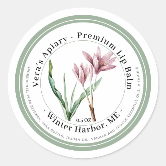 Premium lip Balm Label met roze bloemen (Voorkant)