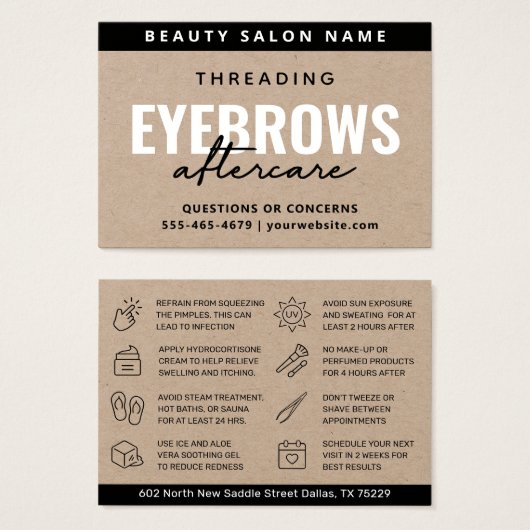 Premium - Luxe Eyebrow Threading Aftercare Visitekaartje (Voorkant /achterkant)