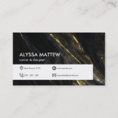 Premium - luxe, moderne zwarte goudglitter visitekaartje (Achterkant)