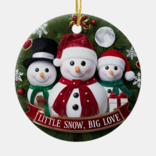 Premium Luxe Sneeuwman Familie Kerstkrans Keramisch Ornament