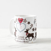 Premium Luxury Reindeer Snowflake Love in Every Koffiemok (Voorkant links)