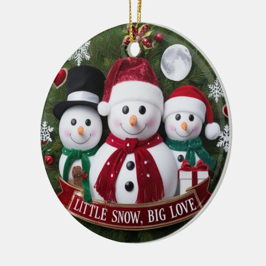 Premium Luxury Snowman Family Christmas Wreath  Keramisch Ornament (Links)