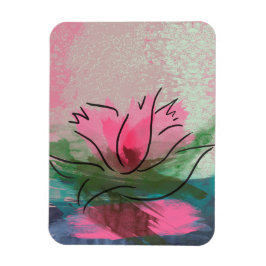 Premium magneet, roze bloemschildering magneet