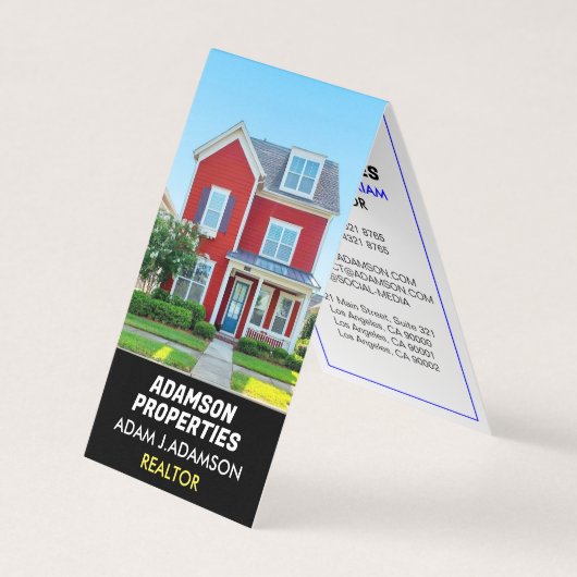 Premium Makelaar (QR Code) Vouwen Visitekaartje (Voorkant)