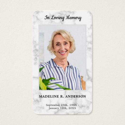 Premium Marble Photo Sympathie Memorial Prayer Kaa Visitekaartje (Voorkant)