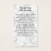 Premium Marble Photo Sympathie Memorial Prayer Kaa Visitekaartje (Achterkant)