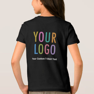 Premium Meisjes Zwart T-shirt Custom Company Logo