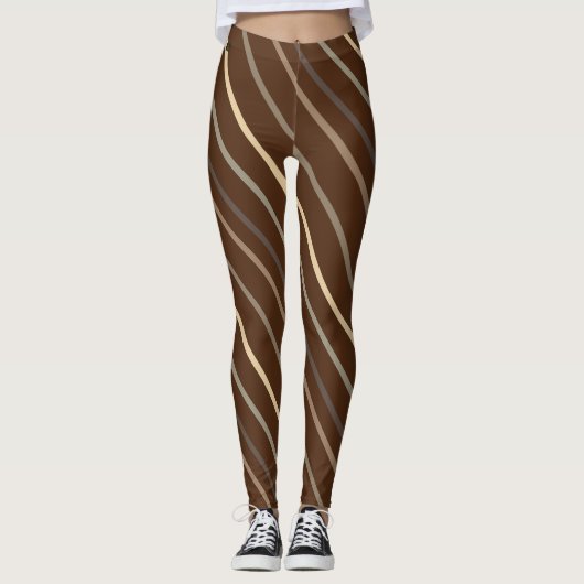 Premium-melkchocolade striped snoepriet leggings (Voorkant)